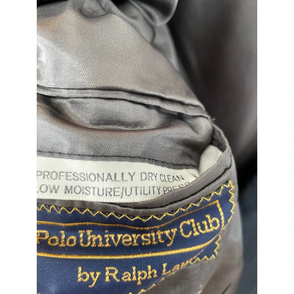 Polo University Ralph Lauren Men Blazer 40R Blazer Charcoal Blue Pinstripe USA